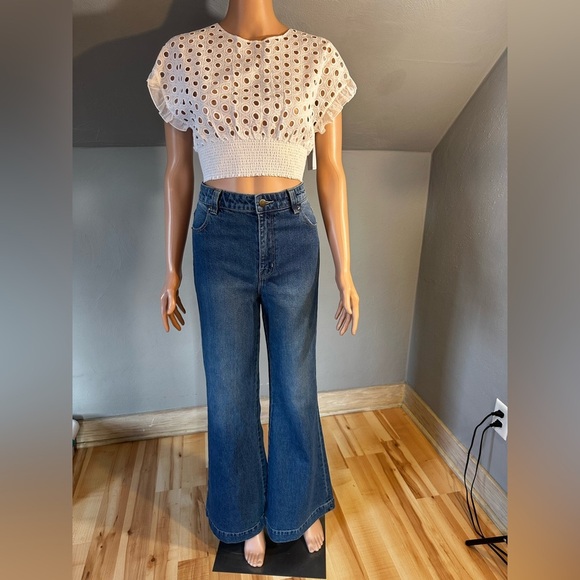 Mister Zimi Drew Flared Jeans Retro High Rise Blue Size 4 NWT - Picture 3 of 6